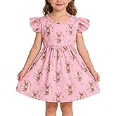 Easter Toddler Girls Dress Bunny Rabbit Easter Eggs Print Dresses Flutter Sleeve Clothes 3-8Y