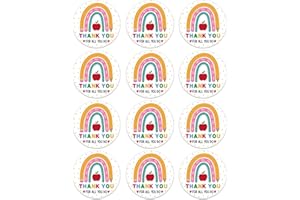 JUESMOS 48PCS Thank You Teacher Label Stickers Teachers Day Appreciation Gifts Tags Teacher Appreciation Presents Stickers for Envelope Seals Gift Wrap Boxes Cards Party Favor Decorations