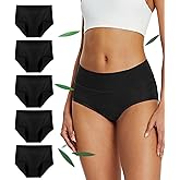 SUNCHIRI Incontinence Underwear for Women, Leak Proof Reusable Washable Full Briefs for Bladder Leak, Postpartum 5 Pack (Black, Medium)