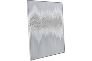 ZESSONIC Silver Abstract Wall Art Decor - Grey Hand-Painting Embellished with Sand Grain and Glitter in Metallic Hues, Brilliant Modern Abstract Canvas for Living room, Bedroom Decor, 28" x 40", Framed