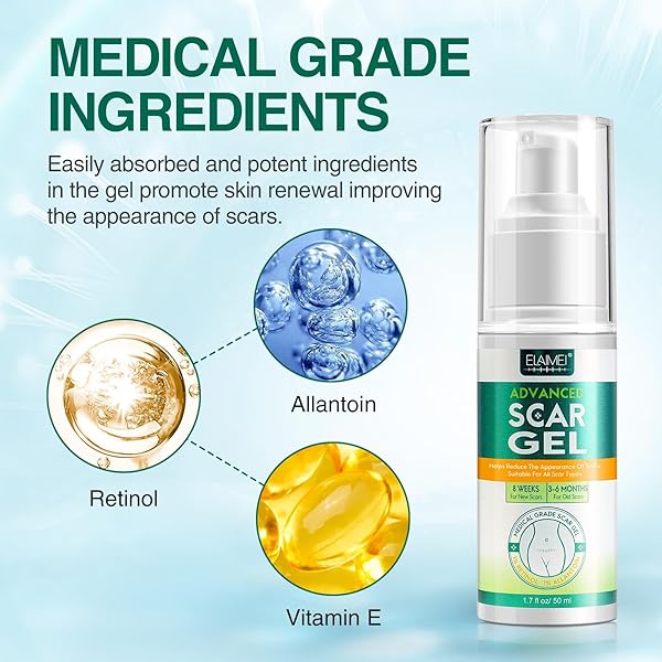 SILICONE SCAR GEL, ADVANCED SCAR TREATMENT CREAM GEL, KELOID BUMP REMOVAL FOR OLD AND NEW SCARS, SURGICAL SCARS, C-SECTION, BURN, STRETCH MARK 1.7 OZ (50G)