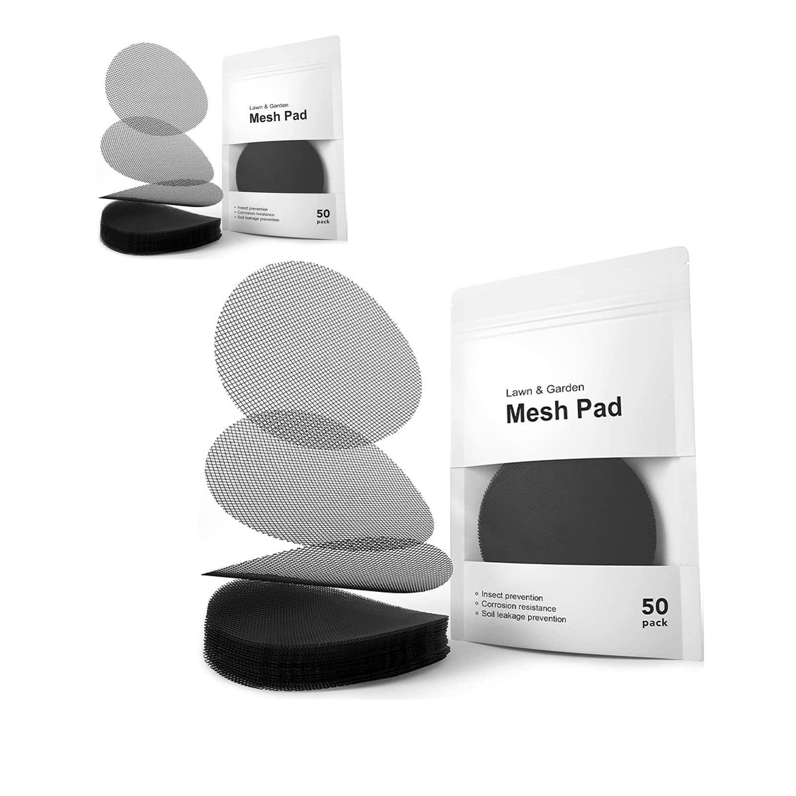 ONEINHE 100 Pieces Round Mesh Pad for Flower Plant Pot Hole, Anti Soil Loss Bonsai Pot Bottom Grid Mat Mesh, 2 Size, 50pcs 5cm and 50pcs 10cm