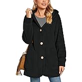 Bestbee Womens Fleece Jackets Fuzzy Hooded Casual Coats Cardigan Sweaters Outerwear with Pockets