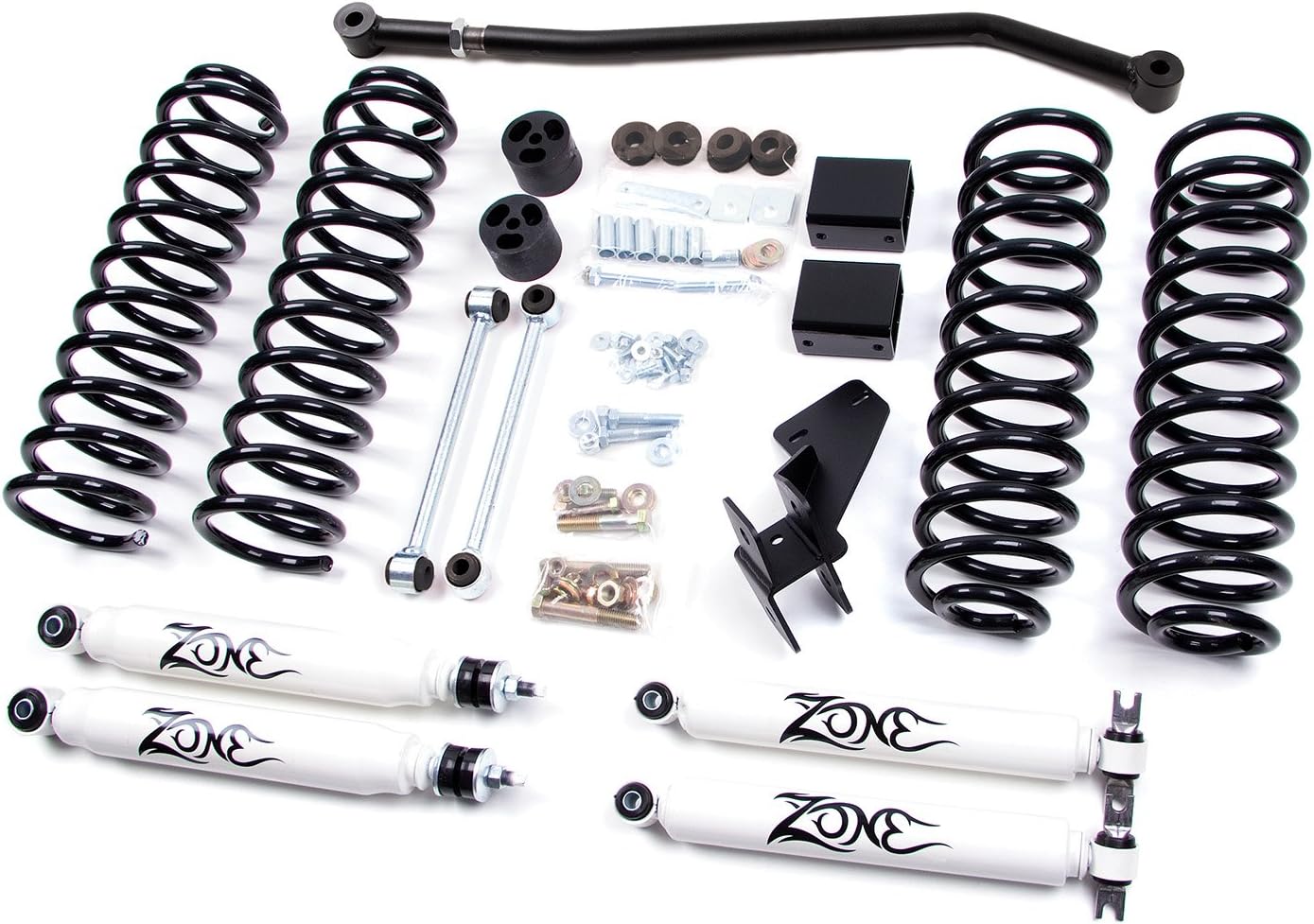 Jeep 4" JK Wrangler Unlimited Full Suspension Lift kit Zone Offroad 2 Door w/Black Nitro Shocks