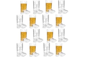 JTWKING Cowboy Boot Shot Glasses Set of 16 Plastic Shot Glasses Western Party Decorations Cowboy Boot Shot Glasses Set Party Cups for Party Favors Adults Bachelorette Birthday Carnival