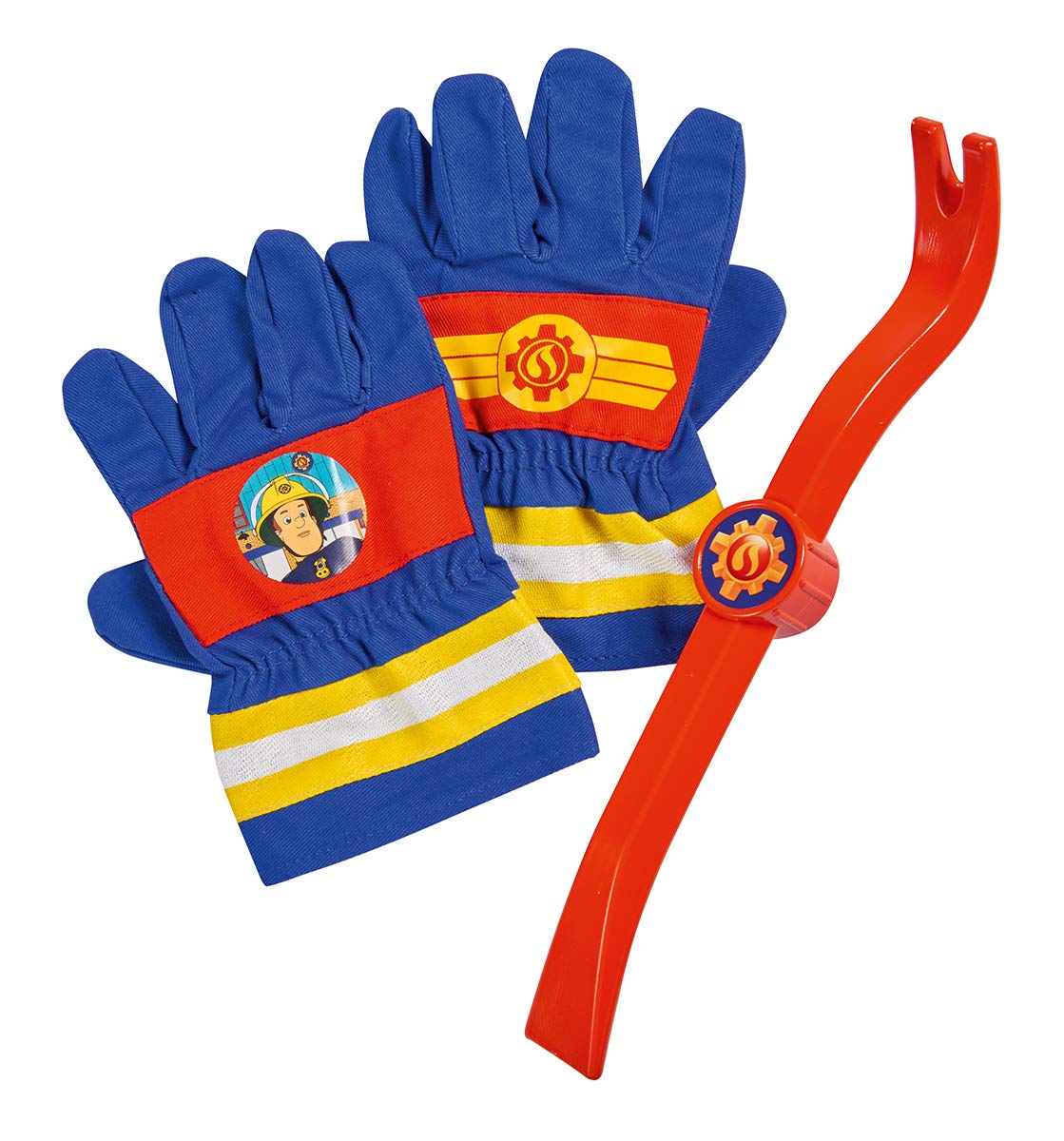 Simba Fireman Sam Fire Brigade Gloves/One Pair of Textile Gloves / 20 x 14 cm/with Crowbar