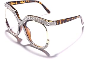 Rmerom Blue Light Blocking Oversized Glasses Stylish Fake Round Eyeglasses for Women UV400 Protection Eyewear GVA9051