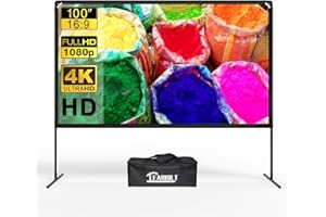 LEABIOLT Projector Screen with Stand,100 Inch Outdoor Projector Screen,Thickened Wrinkle-Free Portable Projector Screen and Sturdy Frame