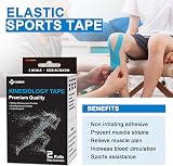 CARBOU Kinesiology Tape 5cm x 5m 2 Rolls Water Resistant Blue Black view 5
