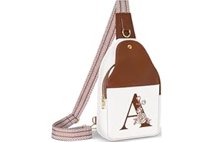 Lizznoe Personalized Crossbody Bag for Women Leather Sling Bags with Initial Letter Chest Bag for Travel, Gift for Mom Wife