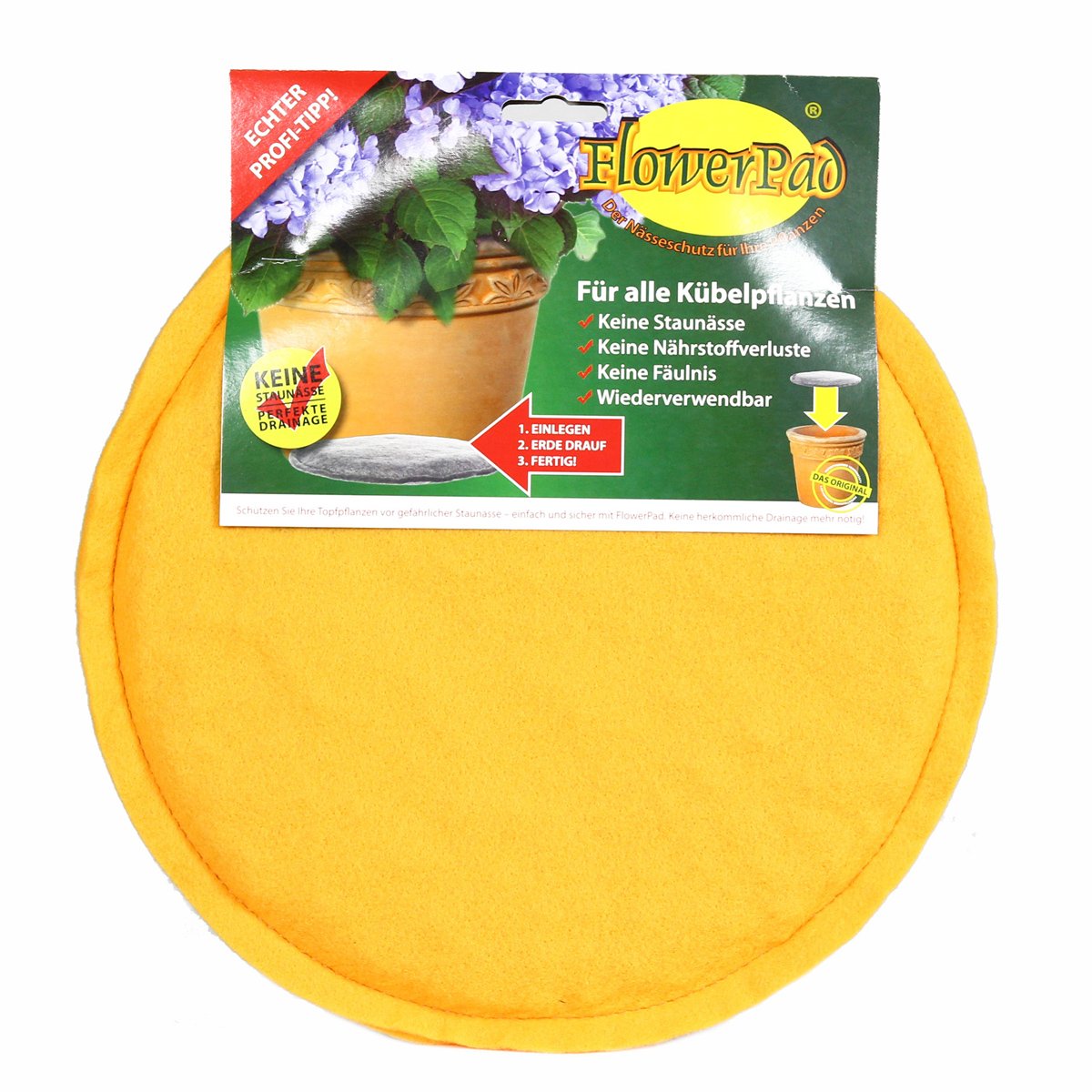Original FlowerPad Ø 20 cm - Professional plant pot drainage bag for flower pots – high protection against waterlogging - Made in Germany