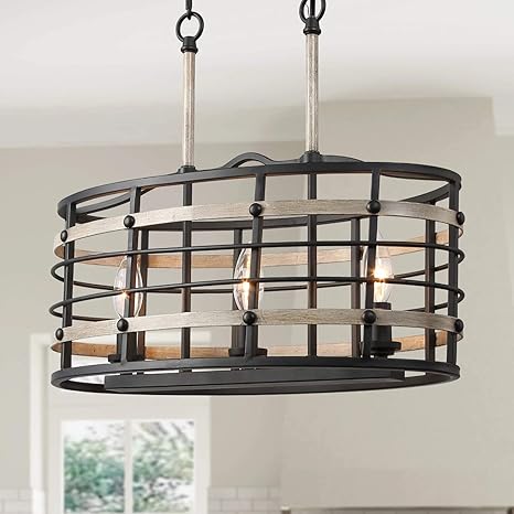 Log Barn Rustic Farmhouse Chandelier 3 Lights Kitchen Island