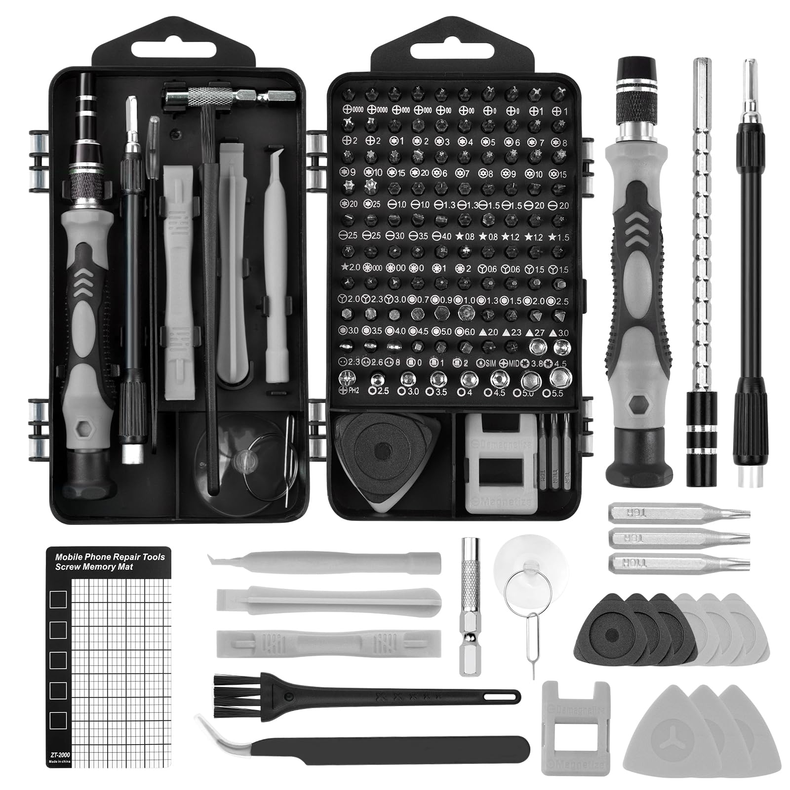 OSDUE Precision Screwdriver Set, 124 in 1 Magnetic Small Screwdriver Set, Professional Repair Tool Kit, for iPhone iPad Computer Laptop MacBook Phone Tablet Glasses Doorbell Watch PS4 PS5, Grey