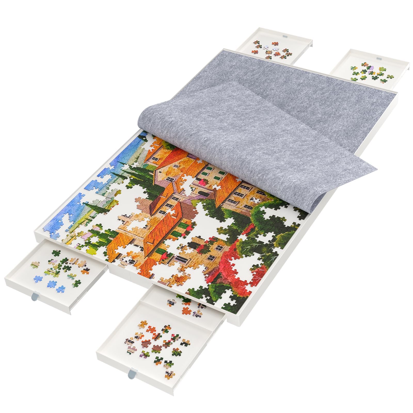 Photo 1 of BZseed 1500 Pieces Detachable Puzzle Board with Drawers and Cover, Removable Design Puzzle Tables with Drawers