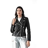 CASTIVE DEN Women's Genuine Black Leather Biker Jacket – Stylish Moto Crop Fit with Zip Details