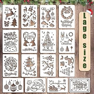 Schablonen Weihnachten, 16 Stück Zeichenschablonen Malschablonen aus Kunststoff, Sschablonen Weihnachten wiederverwendbar, DIY Geschenkkarten, Geschenke Weihnachten Kinder