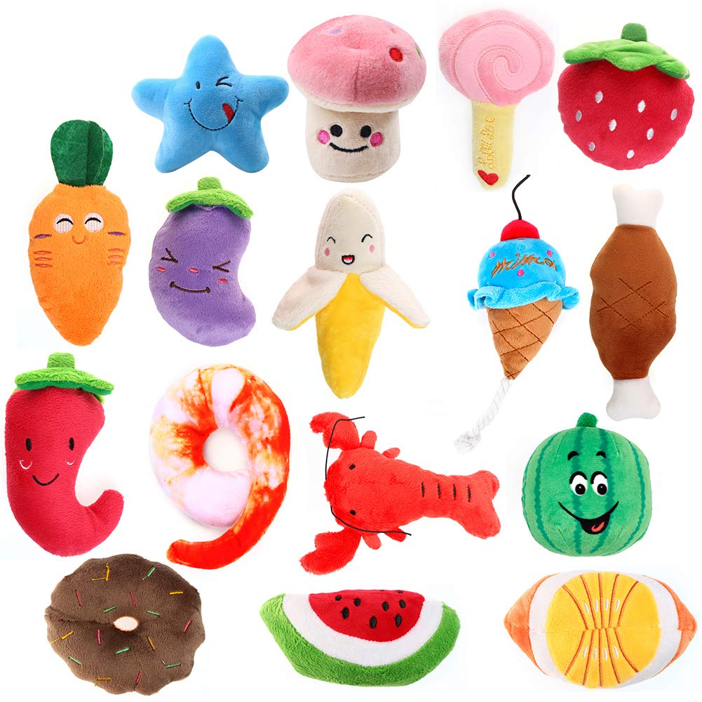 Y-Step Plush Vocal Dog toy-16 Pcs Durable Pet Puppy Chew Toy Set for Small Medium Large Dogs