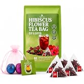 Hibiscus Tea Bags, 100% Dried Hibiscus Flower, Caffeine Free, 60 Count | Premium Pyramid Tea Bags with Real Hibiscus Flower, Non-GMO, Sugar Free, Vegan Herbal Tea for Hot or Iced Drinks