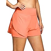 Women's 2 in 1 Running Shorts - High Waisted Lightweight Athletic Workout Gym Yoga Shorts Spandex Liner with Pockets