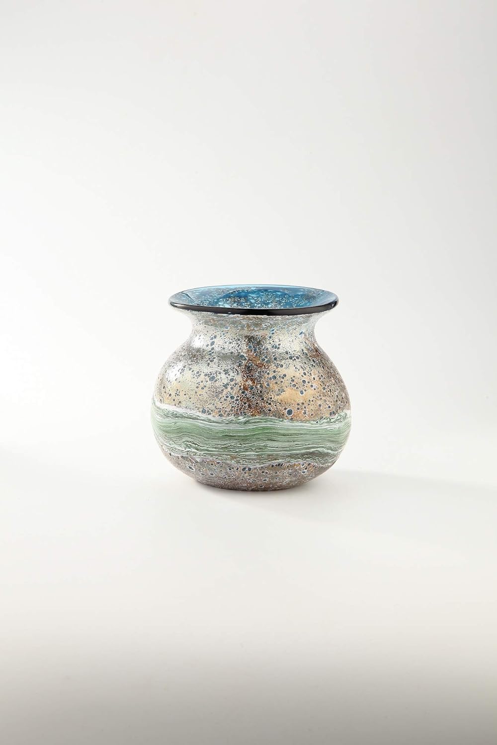 Amazon Com Cc Home Furnishings 8 Copper And Green Rustic Striped Hand Blown Glass Vase Home Kitchen