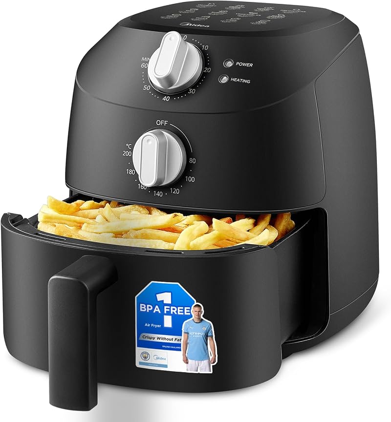 Midea Compact 2L Air Fryer 12 Presets 1150W Black Kitchen Space-Saving