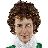 ALLAURA Bad Elf Wig Napoleon Brown Afro 70s Disco Costume | Buddy Elf Costume — Compatible with Napoleon, Marv, Julia, Will, & Vote Pedro