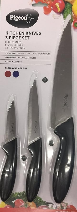 Pigeon by Stovekraft Stainless Steel Kitchen Knives Set, 3-Pieces, Multicolour