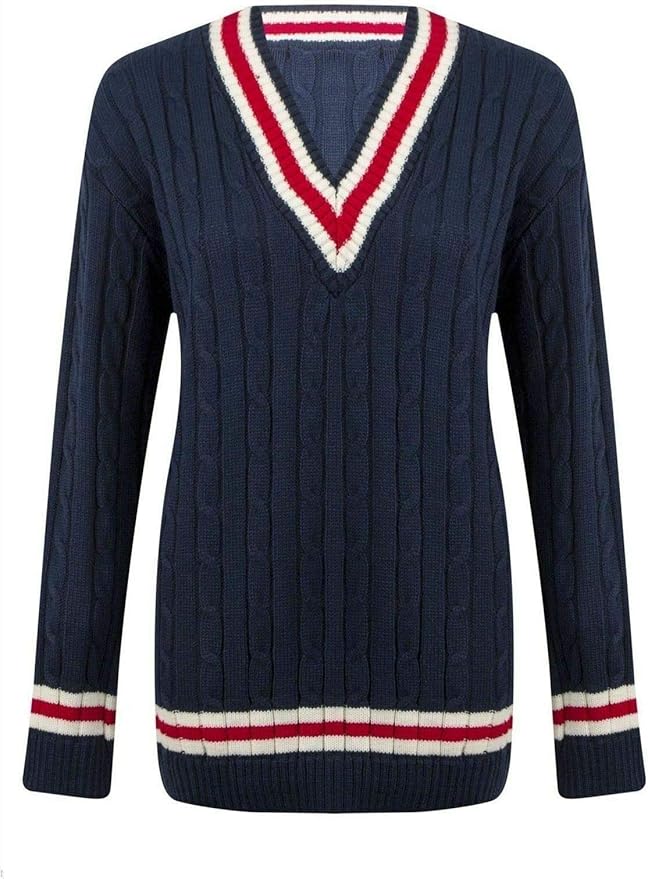 Lyzafashion Ladies Cable Knitted Cardigan Womens V Neck Cricket Jumper