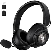 Redragon H889 Wireless Gaming Headset, 4-in-1 (2.4G/BT/USB/3.5mm), 51H Battery &amp; Play-While-Charging, 7.1 Spatial Audio &amp; 53mm Drivers, Detachable Mic, Multi-Platform Headphone for PC/PS5/NS/Mobile
