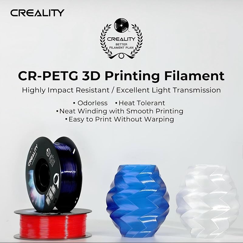 Filamento PETG 1.75mm, Eccellente Flessibilità e Durata, Precisione Dimensionale +/- 0.03mm, 4kg (8,8 libbre) per Stampanti 3D, PETG (Nero*2+Bianco*2)