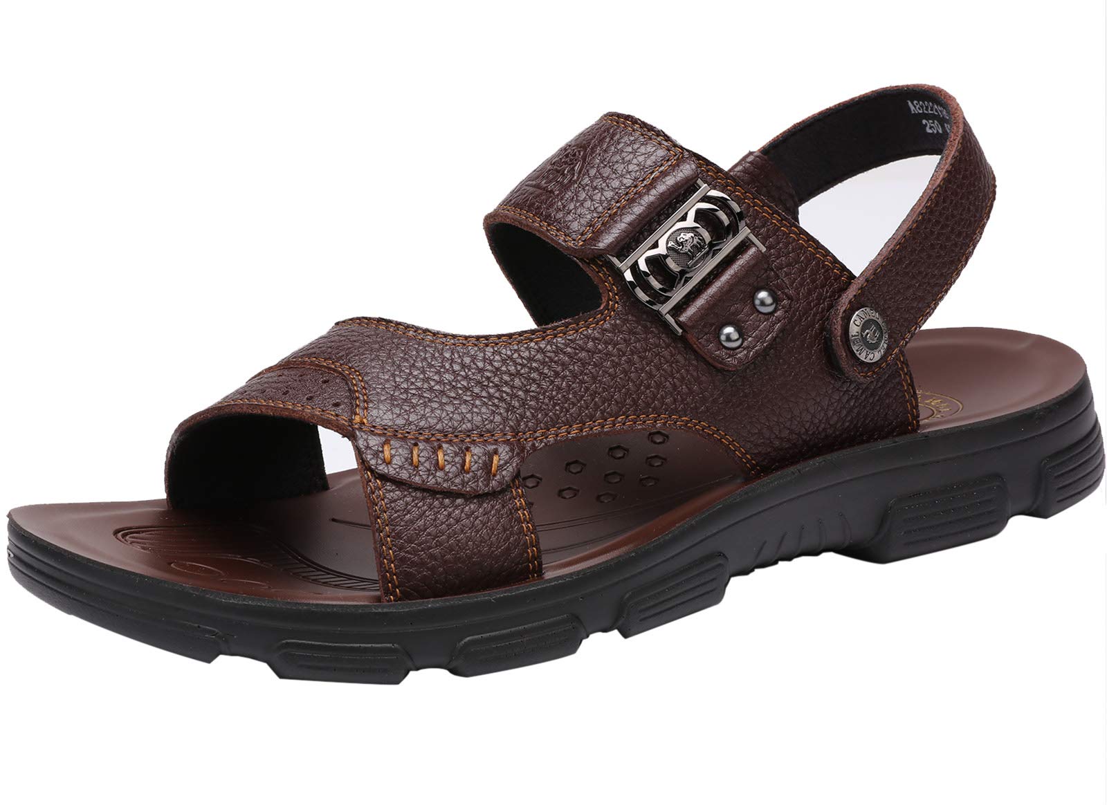 CAMEL CROWN Mens Leather Sandals Comfortable Walking for Beach Treads Water Summer Fashion Beach Indoor Slippers
