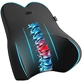 Skechers Air-Cooled & Memory Foam Lumbar Pillow,Lumbar Support Pillow for Office,Chair Lower Back Pain Relief Lumbar Pillow,Ergonomic Design Back Support Pillow for Office Chair,Car,Home,Travel,Black