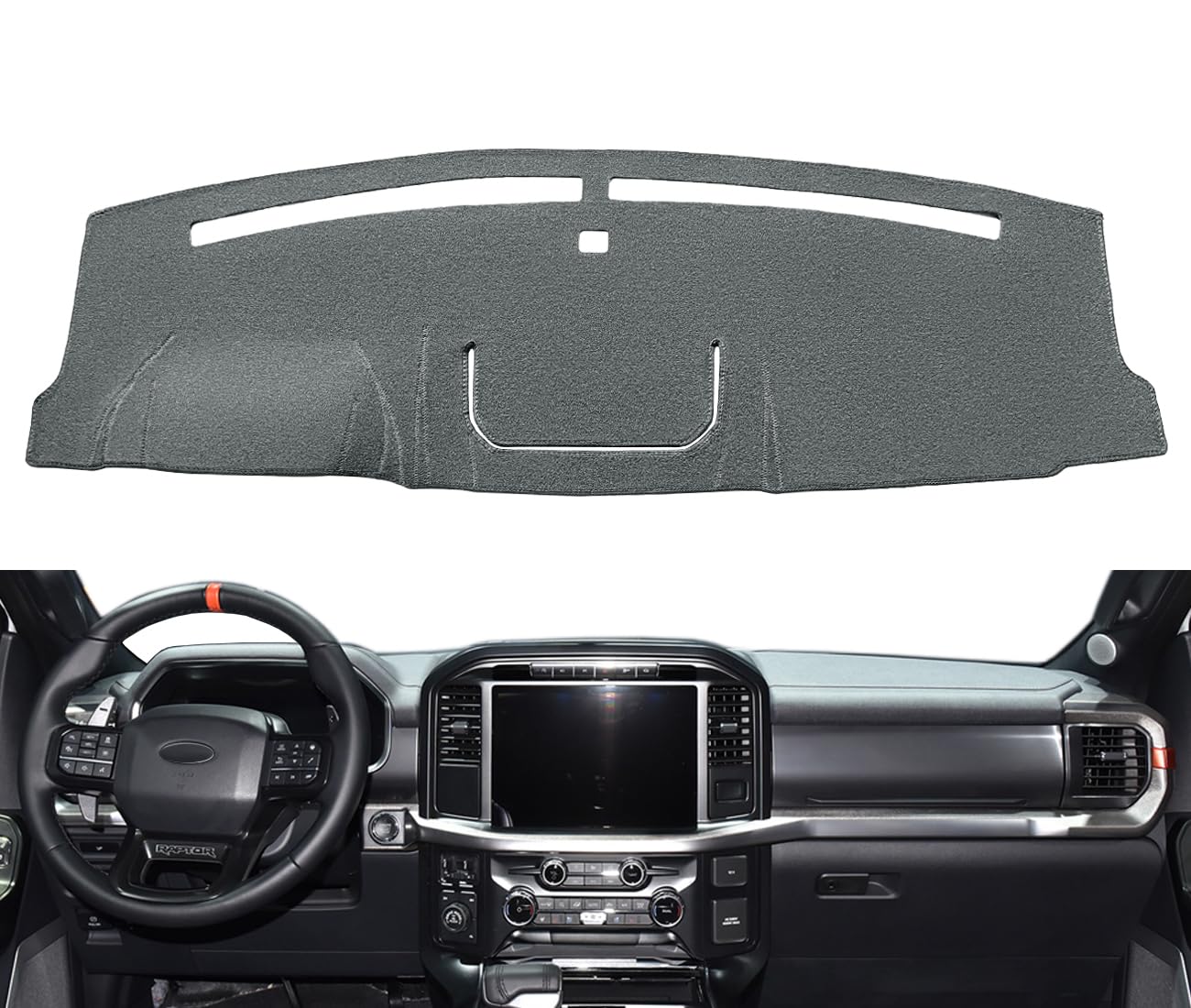 Photo 1 of Yiz Dashboard Cover Dash Cover Mat Custom Fit for Ford F150 2021 2022 2023 2024 with Light Sensor w/o Headup Display(21-24 Darkgray) J184