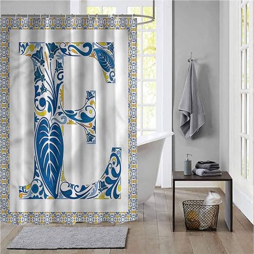 portuguese tile shower curtain