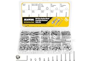 466Pcs M4 Metric Screw and Washers Assortment, 304 Stainless Steel Hex Socket Head Cap Bolts Nuts Washers Kit - M4*6/8/10/12/