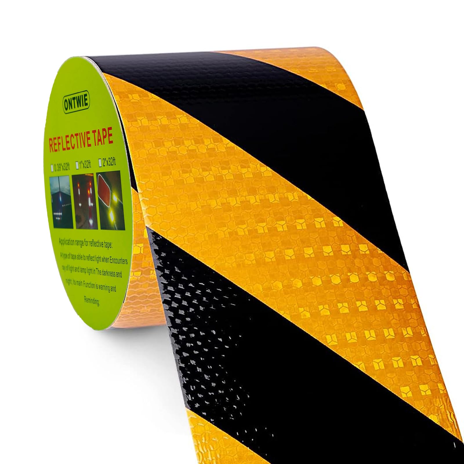 ONTWIE Twill Reflective Tape 33ft x 4in, Reflective Warning Tape Transport Safety Roll Road Tape - Black/Yellow