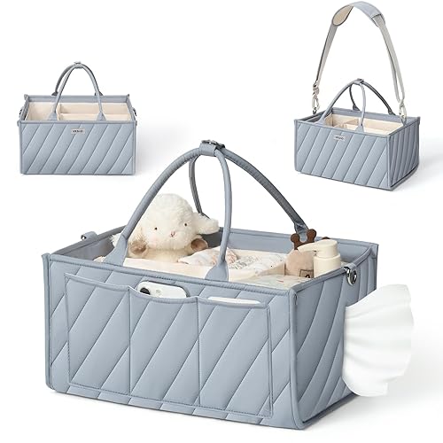 VKSAO Baby Diaper Caddy with Adjustable Shoulder Strap – Multi-Functional Organizer Diaper Bag Gift for Newborn Essentials, Baby Registry must-have, Wipes & Changing Needs with Straps for Stroller