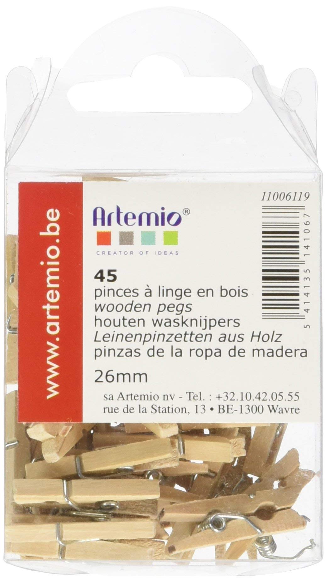 Artemio 45-Piece Mini Wooden Pegs, Beige
