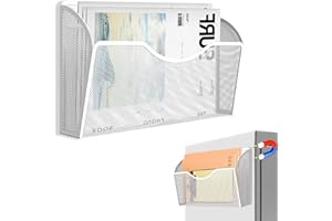 LQPAFZ Magnetic File Holder 1 Pockets File Folder Organizer, Office Hanging Magazine Rack for File Cabinets, Magnetic Paper Holder, No Drilling Mail Organizer for Refrigerator, Office