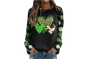 YAFINMO St Patricks Day Sweatshirts Women Long Sleeve Crewneck Shirts Cute St. Patrick'S Shamrock Outfit Oversized Irish Tops