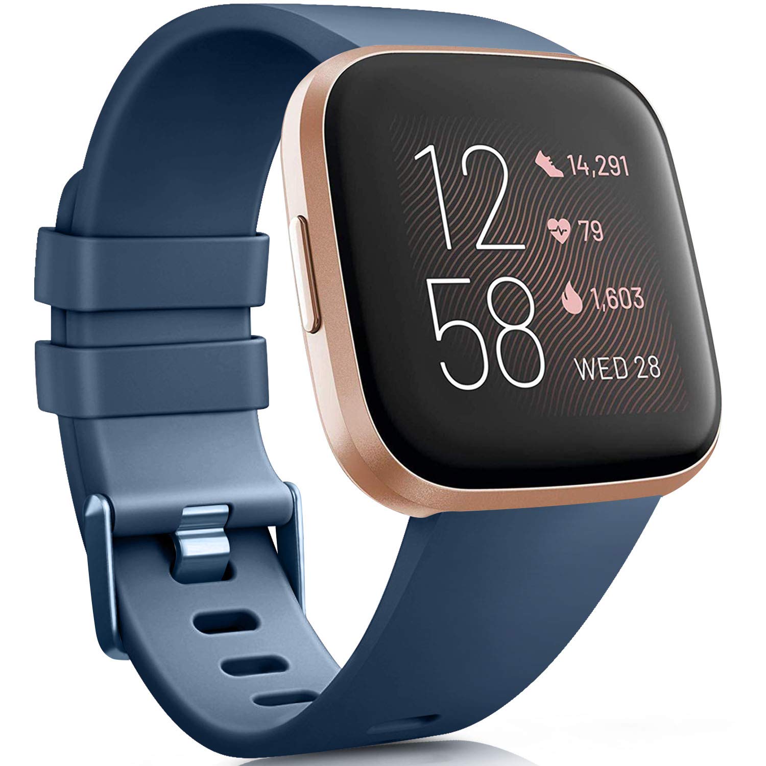 Fitbit Versa 2/Lite Silicone Sport Strap for Women Men - Classic Replacement Band Compatible With Versa/Versa Lite (S, Blue) — image 1