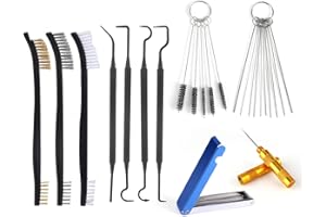 Carburetor Jet Cleaning Kit, Includes 23 Needles 5 Nylon Brushes 1 Scraper 4 Cleaning Hooks & 3 Double Headed Brushes Torch T
