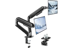monTEK Dual Monitor Stand for Desk, 17-32 Inch Mechanical Spring Dual Arm, Heavy Duty Steel Adjustable Monitor Mount, Full Mo