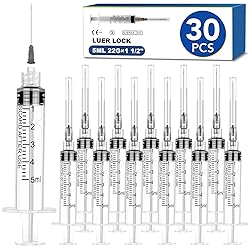 TENKAIWICK 30 Pack 5ml Syringes with Needle-22Ga