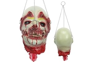Bulex Severed Head Zombie Decorations Scary Halloween Realistic Props Hanging Bloody Head Haunted Party Décor