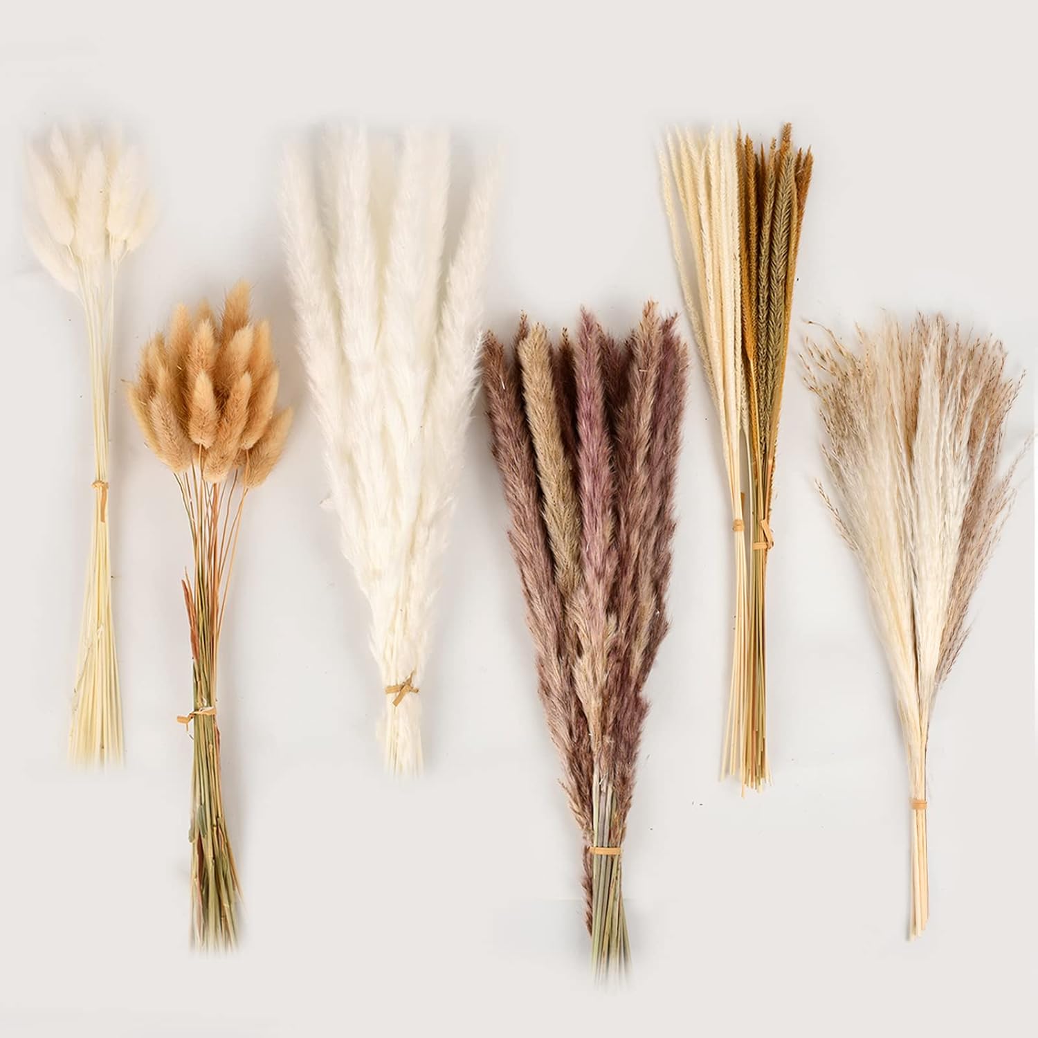 Dried & Preserved Flora - Simetufy Natural Dried Pampas Grass 120PCS for Boho Home Decor Mixed Dried Flowers Bouquet for Wedding Party Decor Pompas Floral Arrangements, Farmhouse Rustic Decor