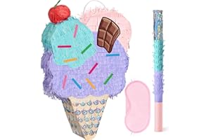 WERNNSAI Ice Cream Pinata - Sweet birthday Pinata with Blindfold and Stick for Summer Ice Cream Birthday Party Decoration Sup