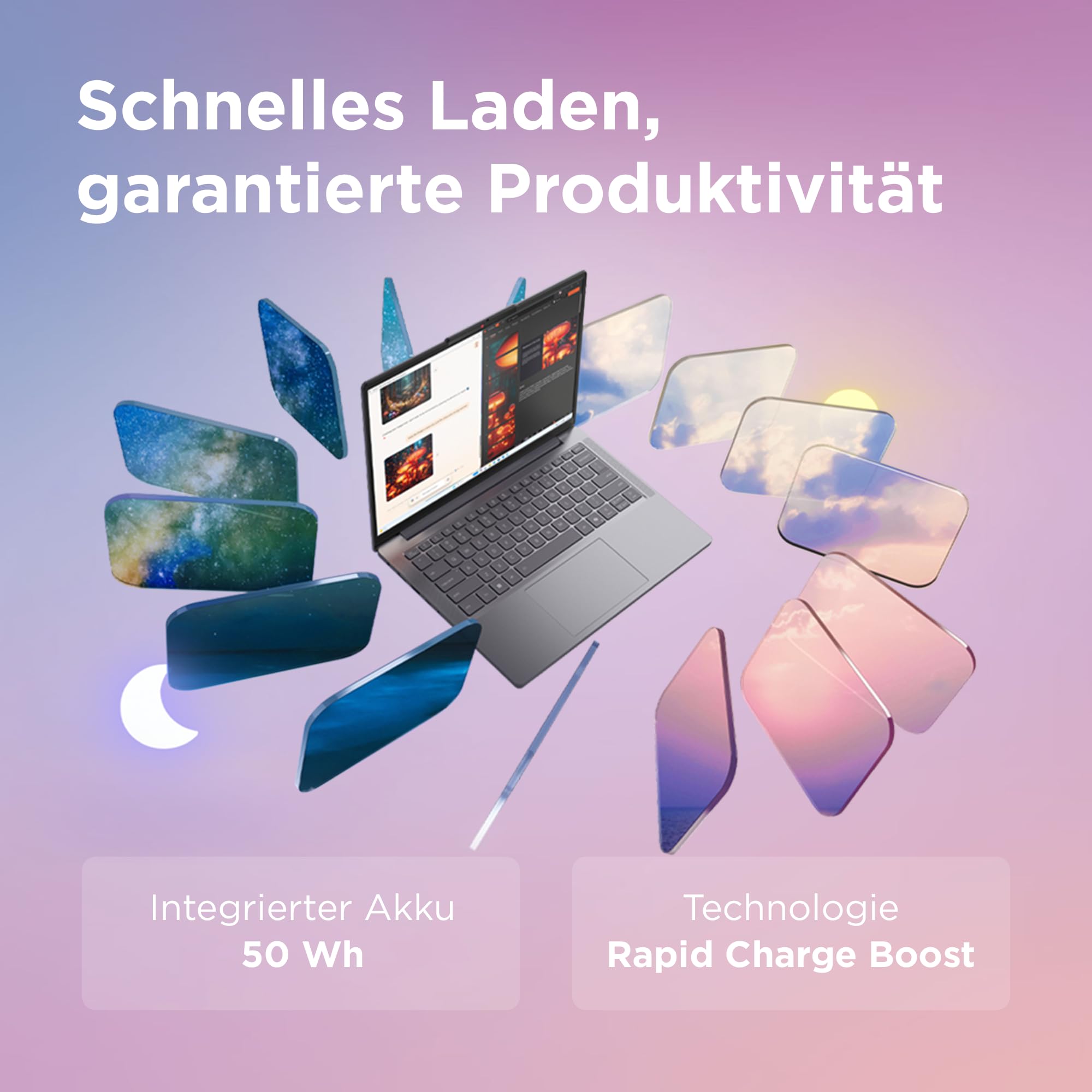 Lenovo IdeaPad Slim 3 Laptop | 16" WUXGA Display | AMD Ryzen 5 150 | 512GB SSD | 16GB RAM | AMD Radeon Grafik | QWERTZ | Windows 11 | Luna Grau | 3 Monate Premium Care 5