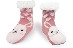 BenSorts Kids Slipper Socks Girls Boys Warm Fuzzy Fleece Children Cute Christmas Socks Non-Slip Gift Stocking Stuffers