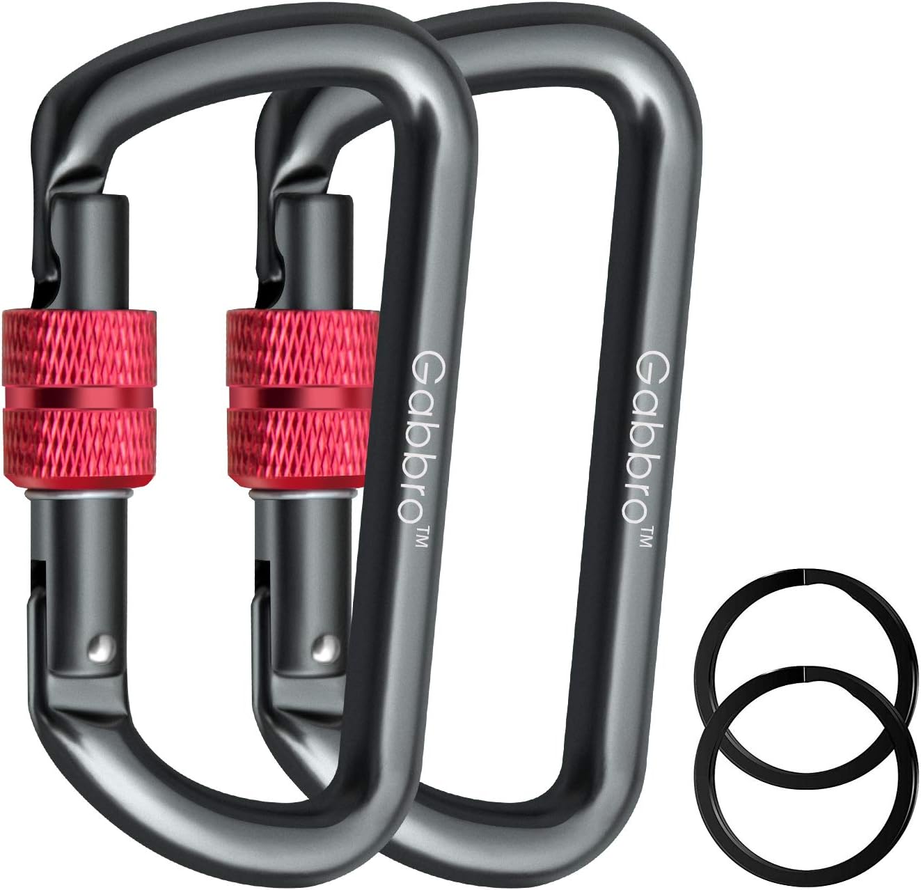 Gabbro 12KN Carabiner Rock Climbing Caribeaners Clips, Heavy Duty Carabeaners for Climbing Mountaineer Hiking Hammock Camping Outdoor Equipment Dog Leash (12kN)